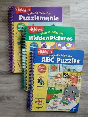 NEW - Highlights Write-On Wipe-Off Dry Erase Activity Books - Set Of 3